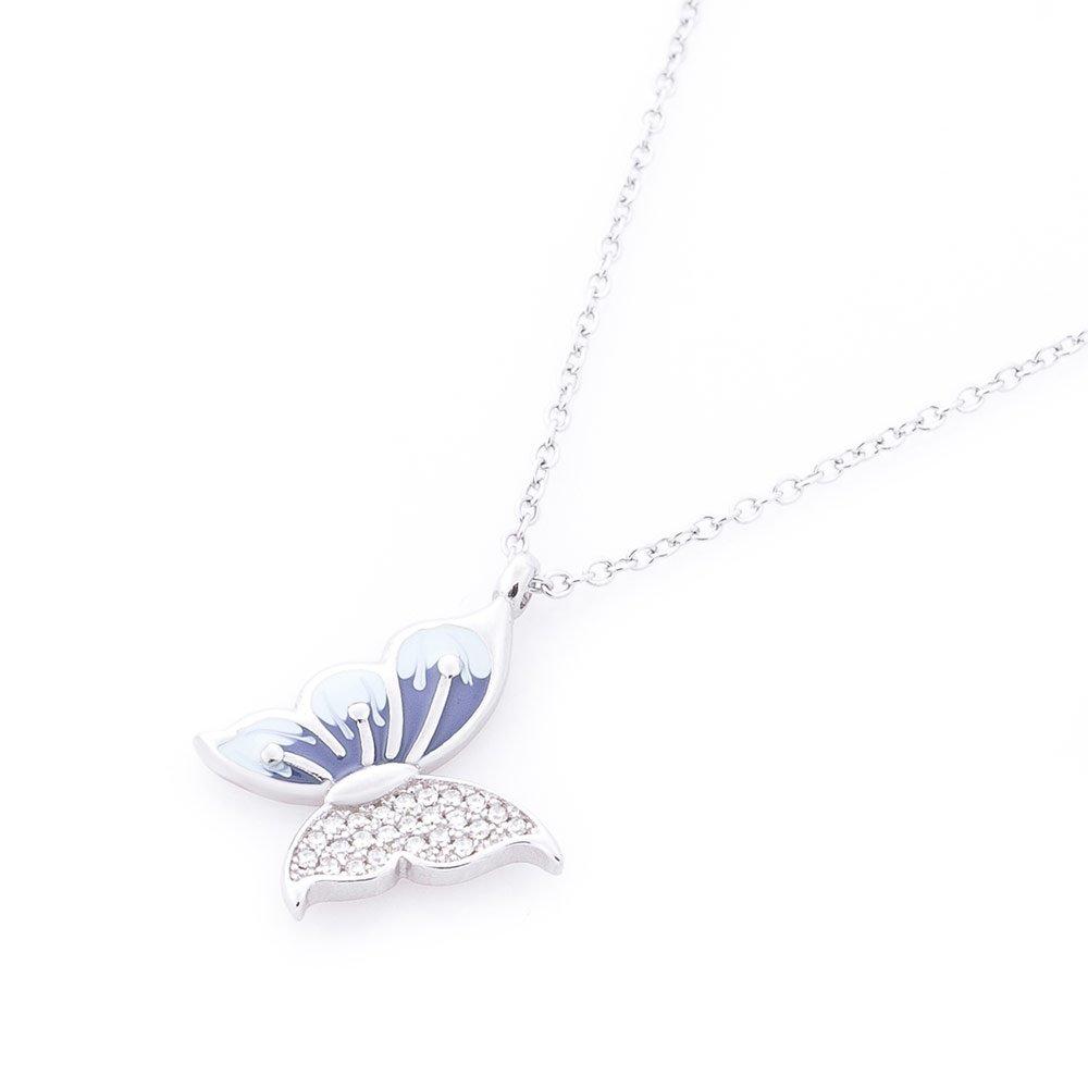 

Срібне кольє Метелик (емаль, фіаніт) Oniks 45 срібний