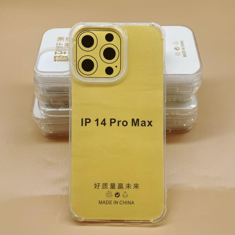 New iphone16 transparent mobile phone case apple 15/14/13 promax four corners anti-drop fine hole all-inclusive soft case