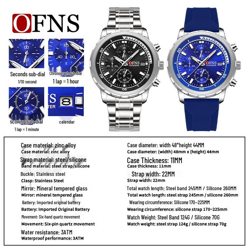 Oufanni Men's Waterproof Luminous Quartz Chronograph Watch