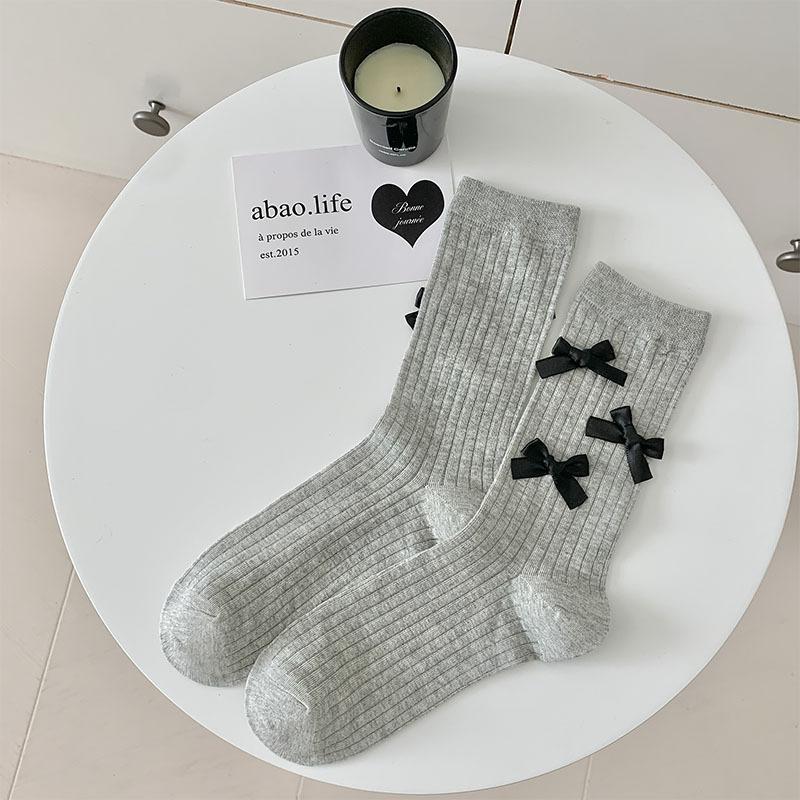 Girl's JK Socks Japanese School Style Bow Balletcore Stacked Thigh High Sock Spring Fall Calf Sock Trendy Instagram Fashion