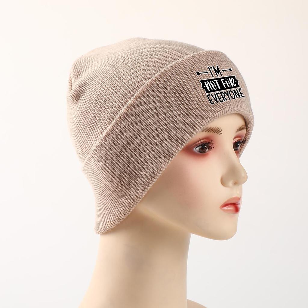 I'M NOT FOR EVERYONE\" Print Knit Cap Beanie, Text Man Cap Cancer Chemo Autumn Unisex Pompom Beanies Knitted Hat Beanie