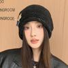 Star Knitted Beanie Cap Ear Protection Curled Edge Hood Baggy Pullover Hat