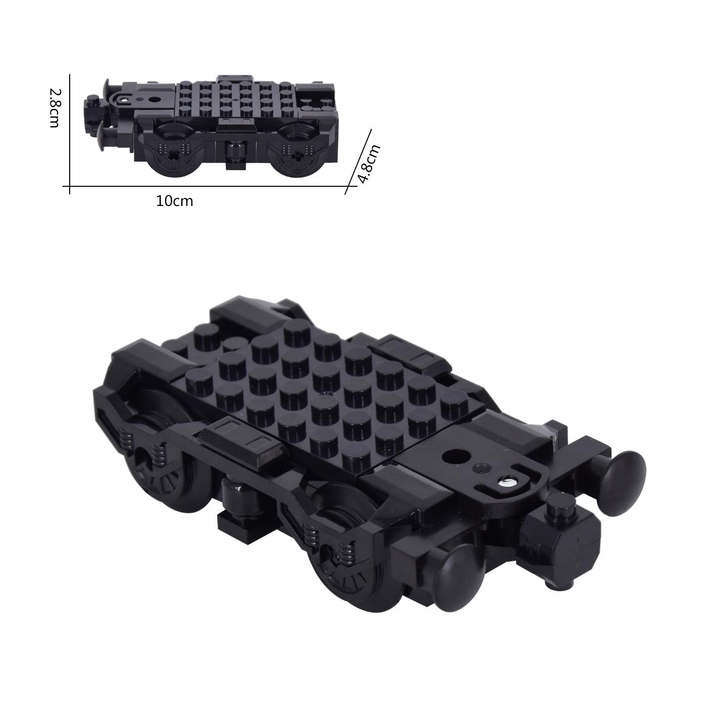MOC Oraș Idee Creativă Tren Cărămidă de Construit Platformă Plată cu Roți Mobile Suspensie cu Arcuri Compatibil Blocuri de Bază Versatile black