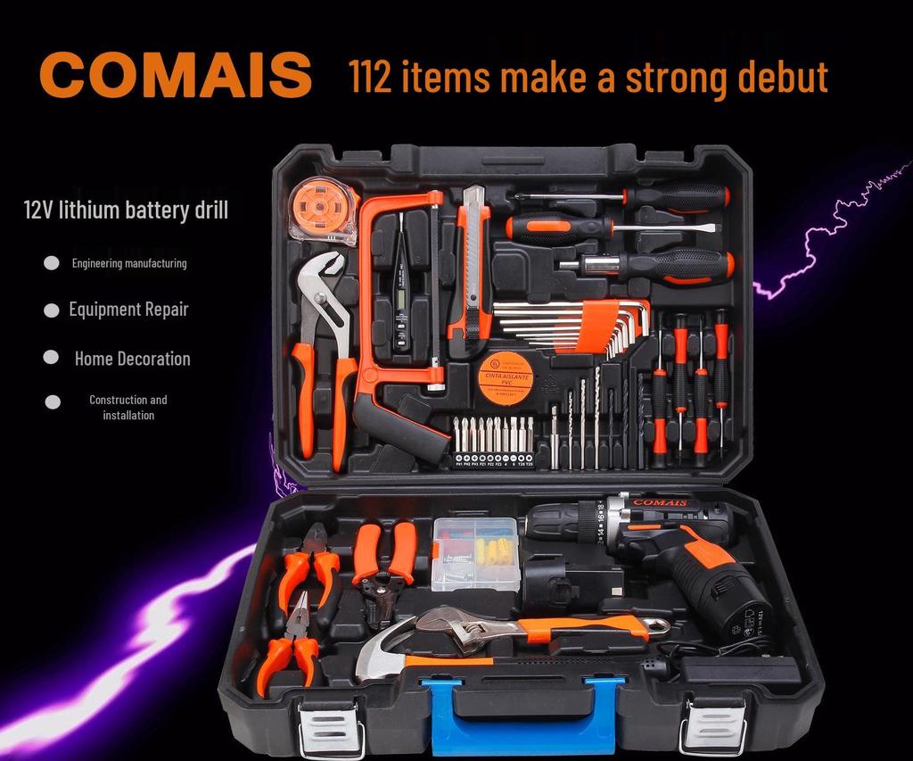 Cordless Drill & Electric Screwdriver Set with Lithium Battery - Complete Hardware Toolbox & Power Tools Gift Set