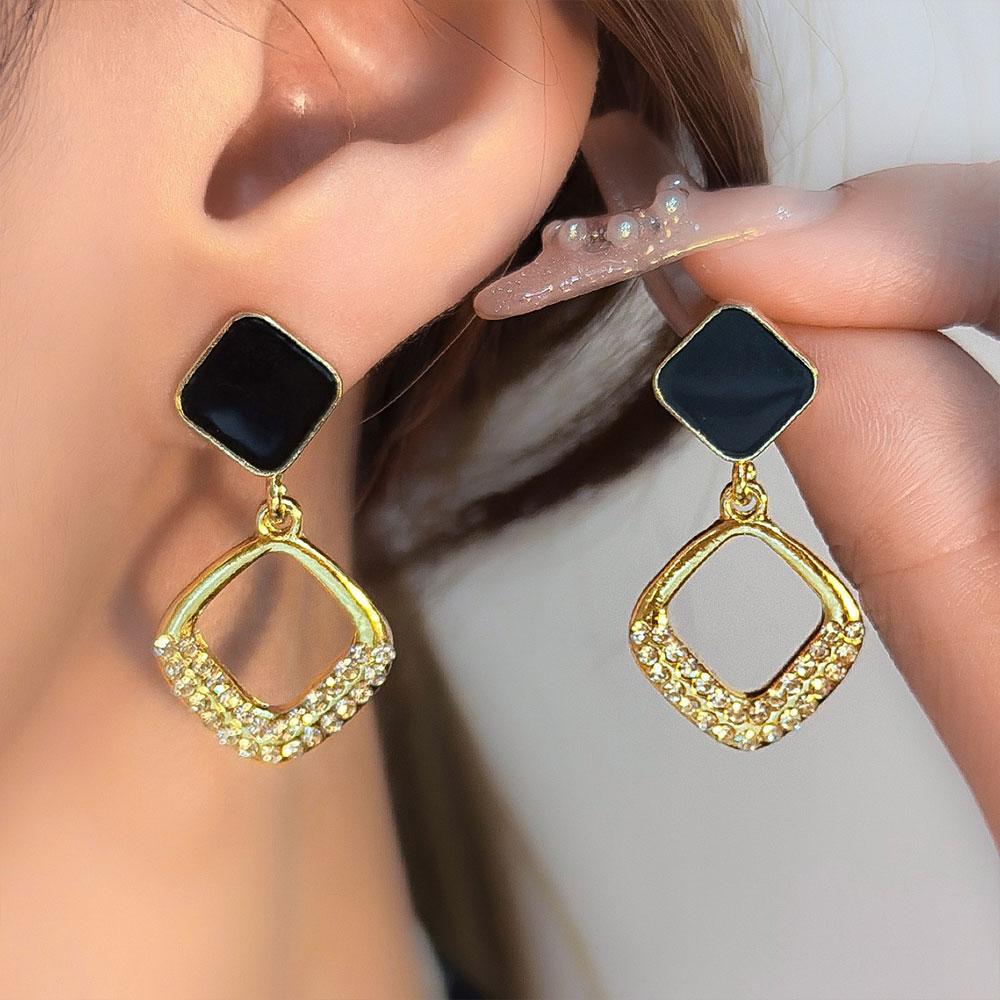 Shiny Micro-inlaid Rhinestone Earrings for Women Zircon Earrings Geometric Cross Stud Earring Daily Life Earwear  Gift