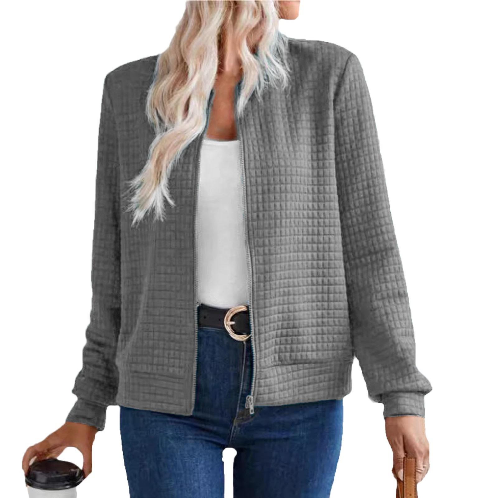 

Женские куртки на молнии с длинным рукавом, бейсбольная куртка, повседневная верхняя одежда с карманами S