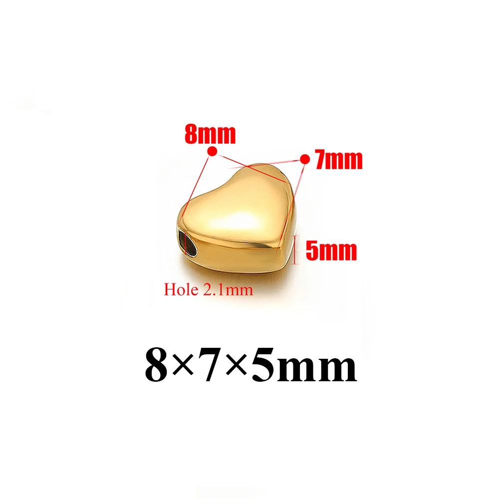 10Pcs Stainless Steel Gold Color Star Heart Spacer Beads for Bracelet Findings Necklace Earrings Making DIY Jewelry Accessories
