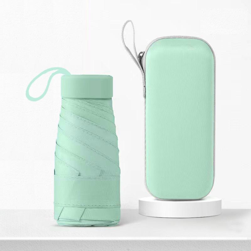 Mini Umbrella Capsule Umbrella Rain and Sun Protection Outdoor Travel Portable Sunshade Umbrella with Storage Box Zwq