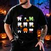 Halloween Cute Cartoon Tooth Dentist Graphic T Shirt Men Women Tees Unisex Oversized Loose Casual Streetwear Spring Summer Tops