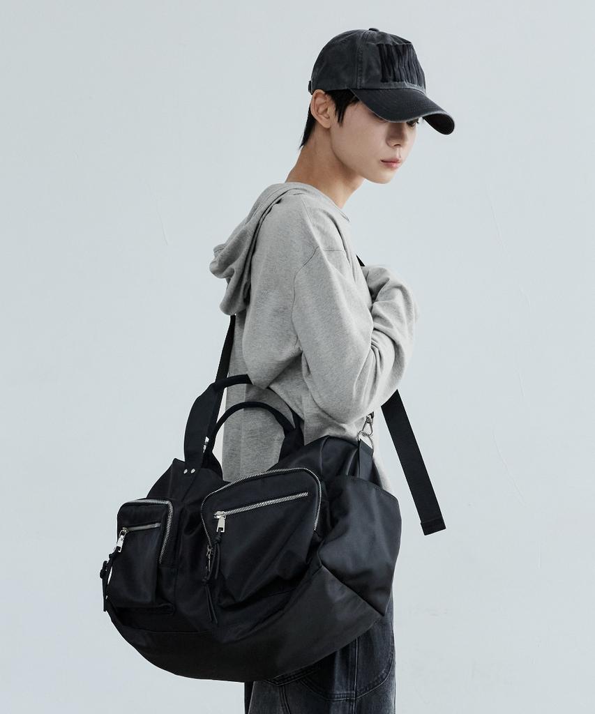 Maison Mined Two Pocket Boston Bag Black