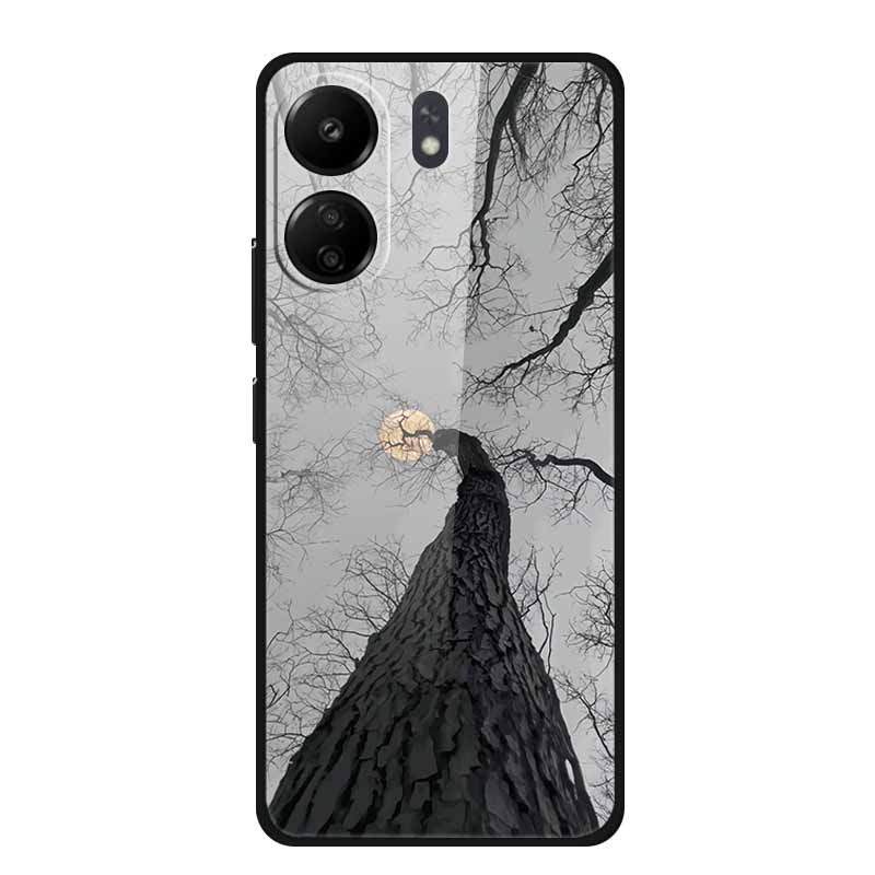 Für Redmi 12C 13C 11A Handyhülle Gehärtetes Glas Harte Abdeckung für Xiaomi Redmi 12 C 13 C 11 A Hülle Bunte Blumen Rückseitenhüllen