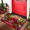 Christmas Candy Cane Bells Doormat, Non-Slip Flannel Holiday Mat for Front Door, Machine Washable Easy Clean Festive Home Decor