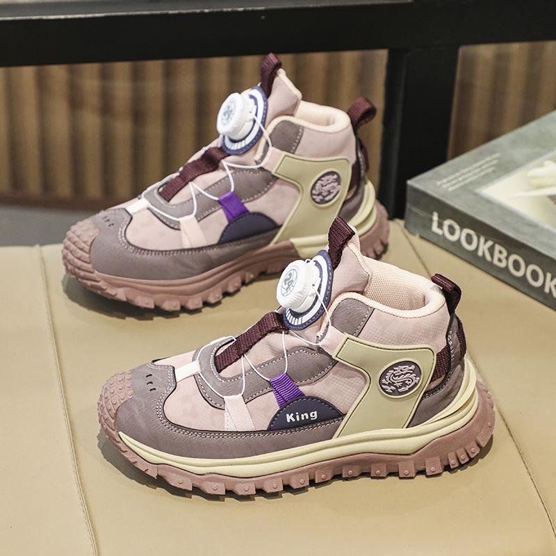 Fashion Green Children's Sports Shoes Knob Design High Top Sneakers Boys Girls Outdoor Non-slip Platform Sneakers Kids Trainers
