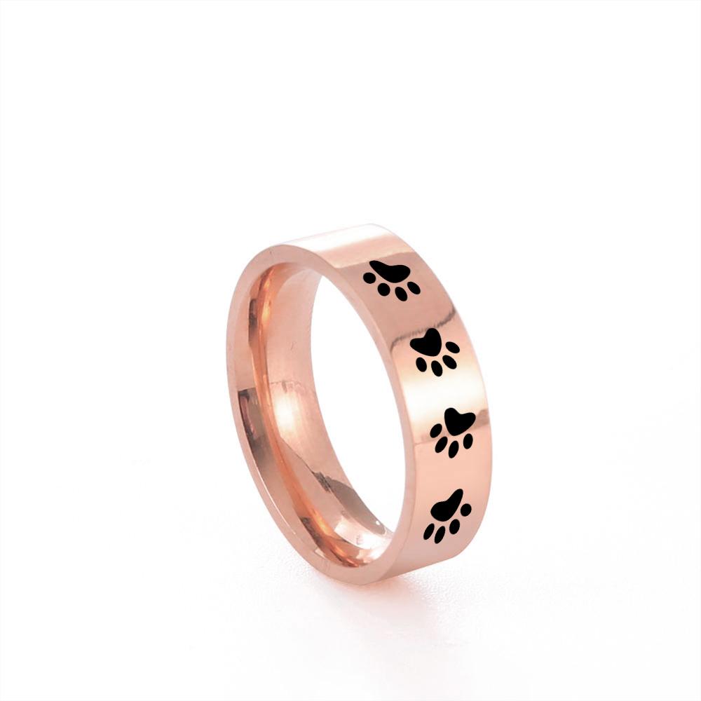 Cazador Cute Animal Paw Rings for Men Women Cat Footprints Finger Ring Stainless Steel Jewelry Birthday Mother Gift Wholesale
