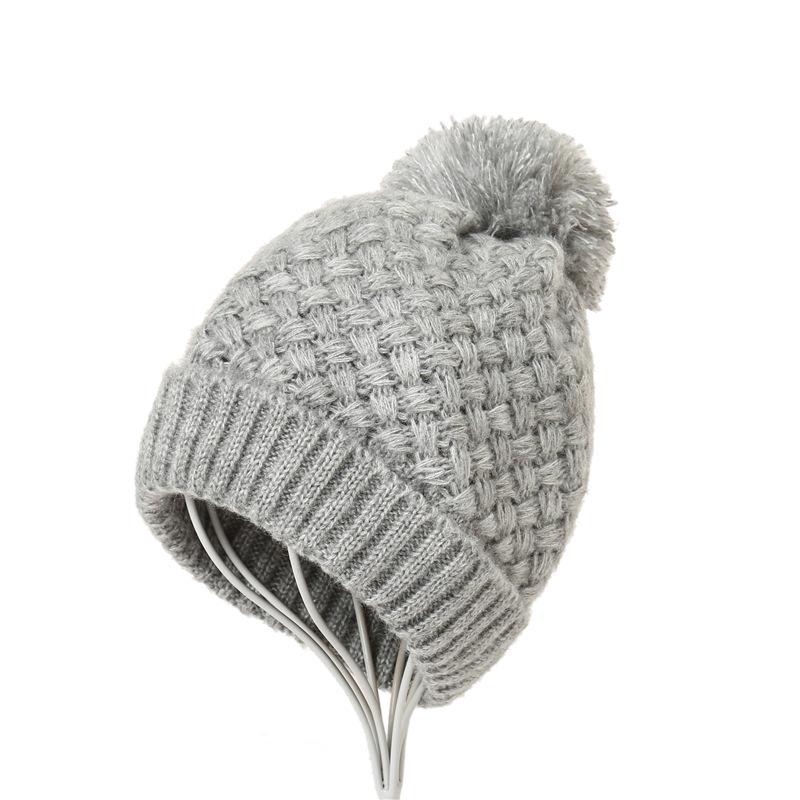 Winter Velvet Corn Hat Cute Wool Ball Solid Color Knitted Hat Warm Toe Cap Women'S Wool Hat Versatile