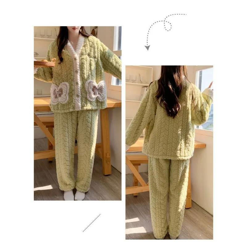 Coral Velvet Moon Clothing Autumn Winter Postpartum Pregnancy Pregnant Women Pajamas Thick and Velvet Maternity Nursing Home Set