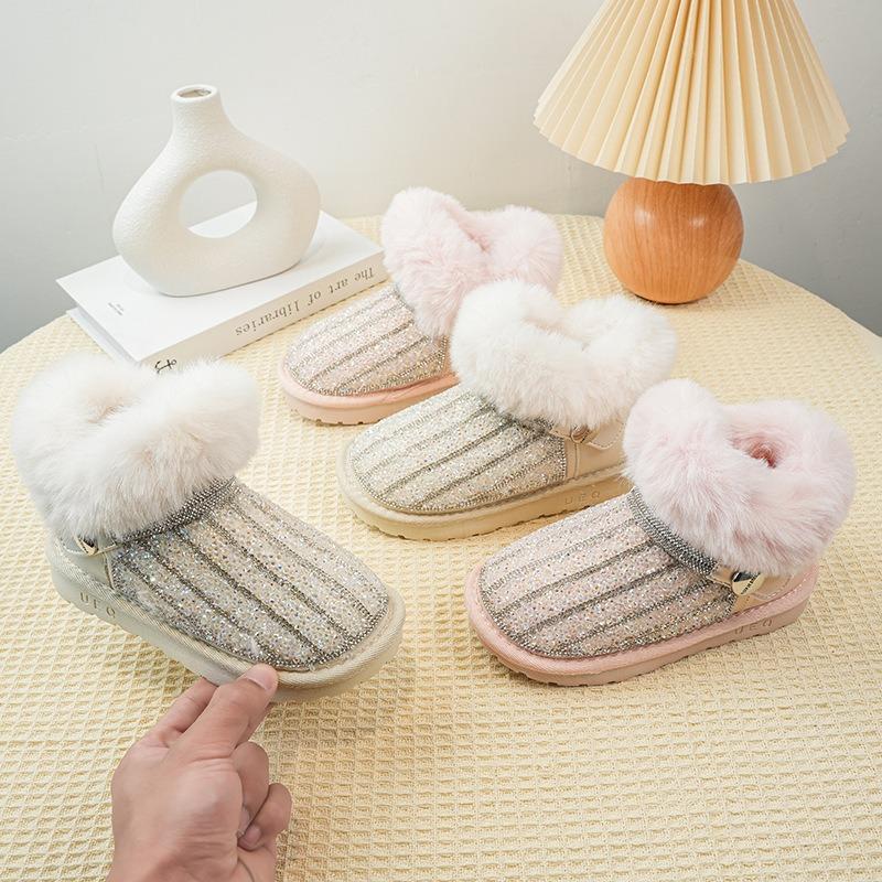 Snow boots female treasure winter new velvet thickened warm middle-aged children winter shoes princess non-slip soft-soled girls cotton shoes