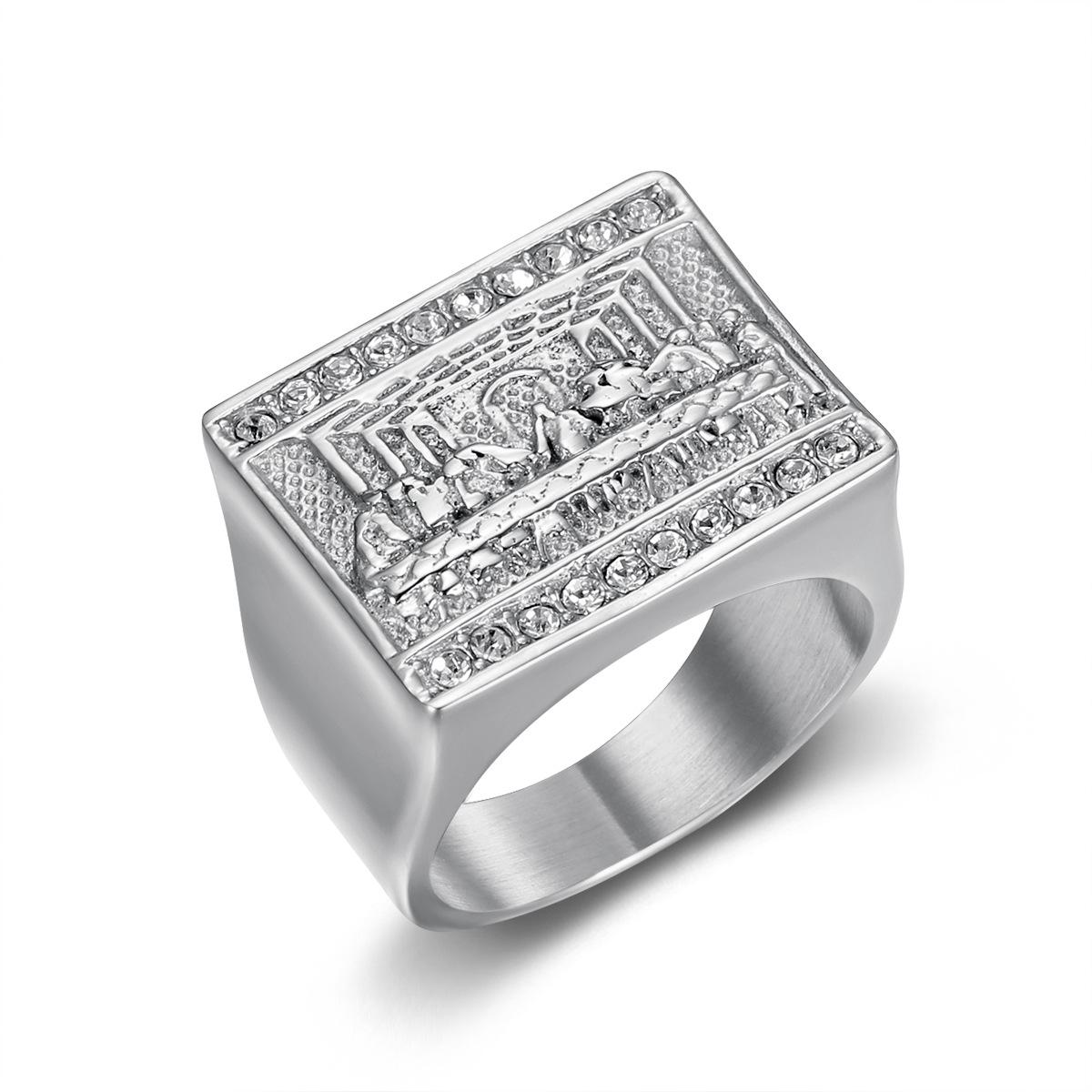 

Хип-хоп кольцо Иуды Тринадцатого Апостола для мужчин, позолоченная нержавеющая сталь, ретро арт-стиль No. 13