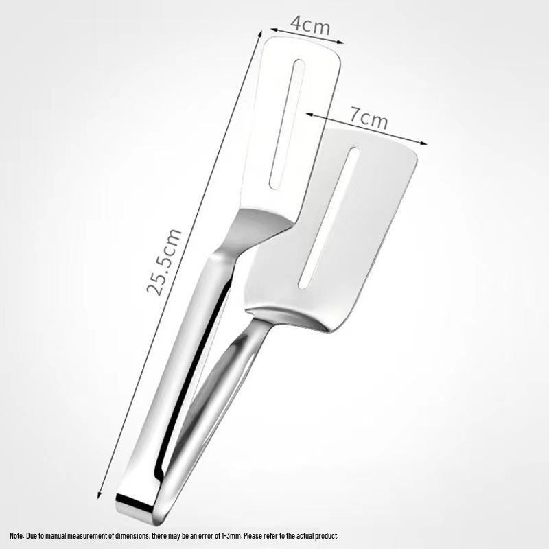 Dual-Function Stainless Steel Tongs and Spatula - Food Grade, Thickened, for Frying, Baking, and More