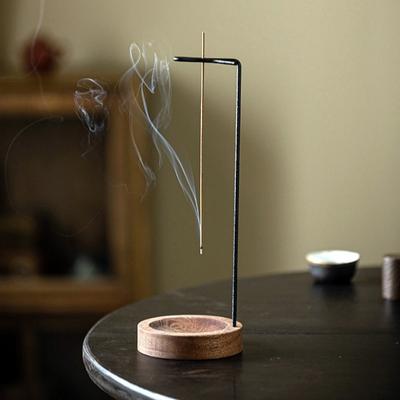 Queimador de incenso criativo de cabeça para baixo, suporte de madeira para incenso pendurado com cinzeiro, decoração para casa e interiores, artesanato e ornamento