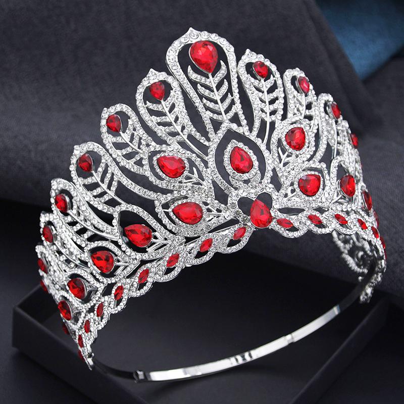 Adjustable Size High Tiaras and Crowns Large Wedding Tiara for Bride Headdress Princess Party Pageant Hair Jewelry Bridal Crown