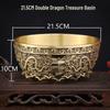 Copper Double Dragon Treasure Bowl: Wealth-Attracting Ornament for Home or Shop.