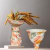 Ceramic Vase Abstract Clay Pot Colorful Graffiti Irregular Shape Flower Arrangement Vase Craft Ornaments Flowerpot Home Decor