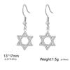 Jeshayuan Star of David Pendant Earrings with Zircon Bling David Star Drop Earrings Luxury Anniversary Wedding Jewelry Gift