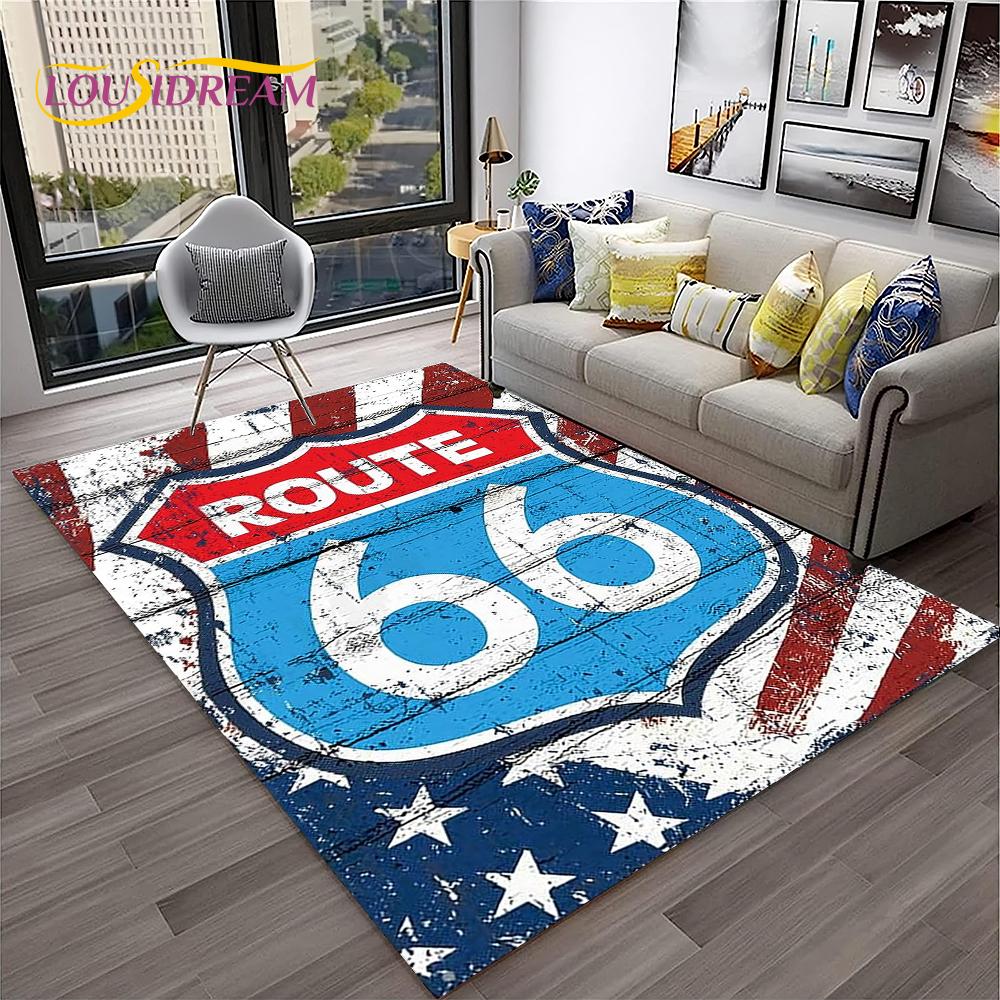 Mother Road,Historic Route 66,mãe Estrada Carpet Rug for Home Living Room Bedroom Sofa Doormat Decor,Area Rug Non-slip Floor Mat