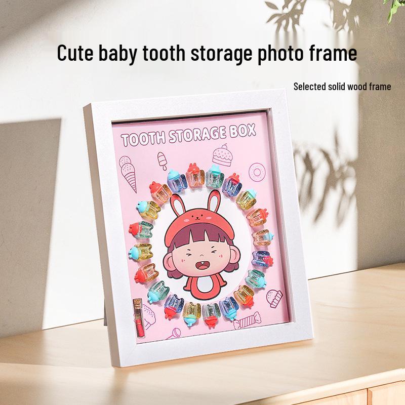 

Children s Tooth Storage Box - Keepsake for Baby Teeth Preservation Boy [Wooden Frame + Mailbox]