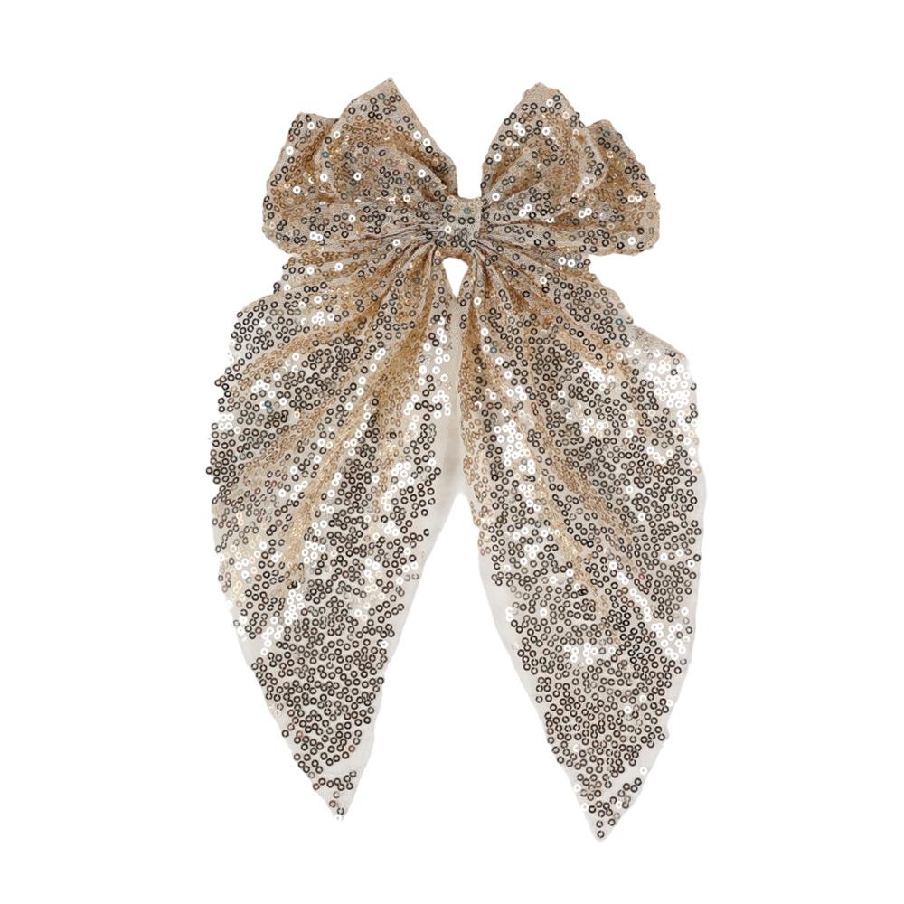 Nou Clip de păr cu fundă mare colorată cu paiete pentru modă feminină, panglică pentru coadă de cal, ac de păr, clip BB, accesorii de păr pentru fete