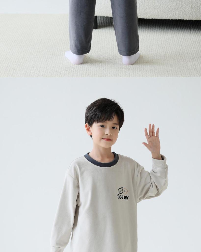 Lulu Niu Jungen Plüsch-Pyjama – Korallenfleece Homewear für die Frühlings-, Herbst- und Wintersaison