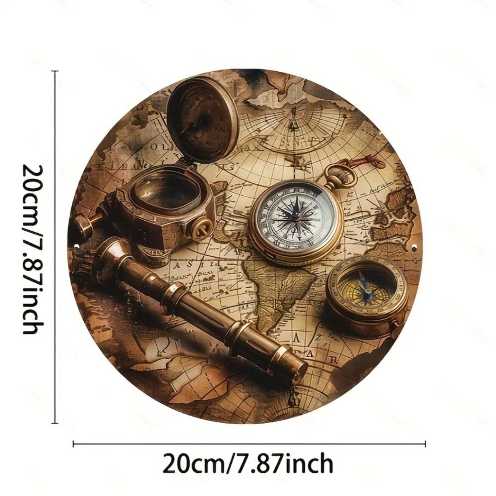 Vintage Nautical Compass Map Metal Sign Rustic Iron Wall Decor For Home Cafe Library 20x20cm