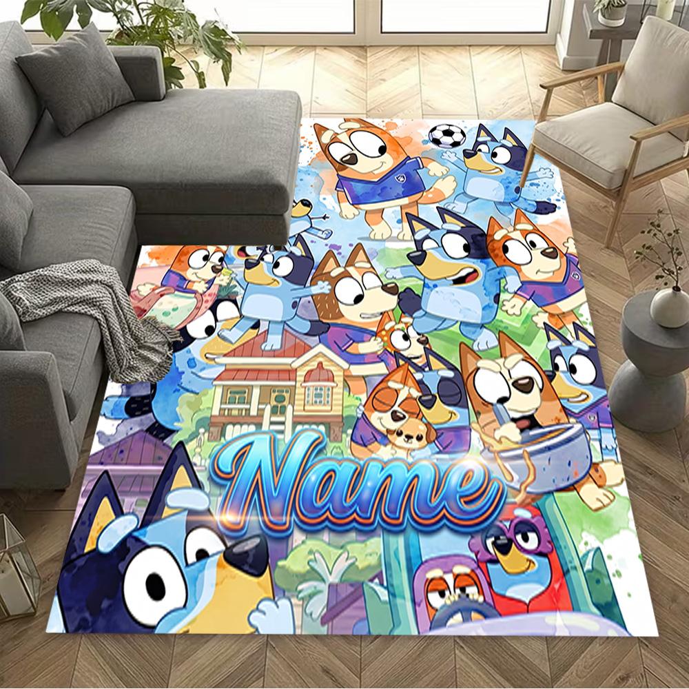 Bluey's Adventure World Customize Text Carpet Perfect for Hallway Balcony Study room Playrooms Anti-slip Rug Office home decor