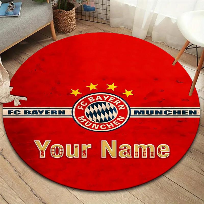 Bayern Munich Fan Gear Custom Name Round Area Rug Carpet Rug For Living Room Bedroom Sofa Playroom Decor Nonslip Floor Mat