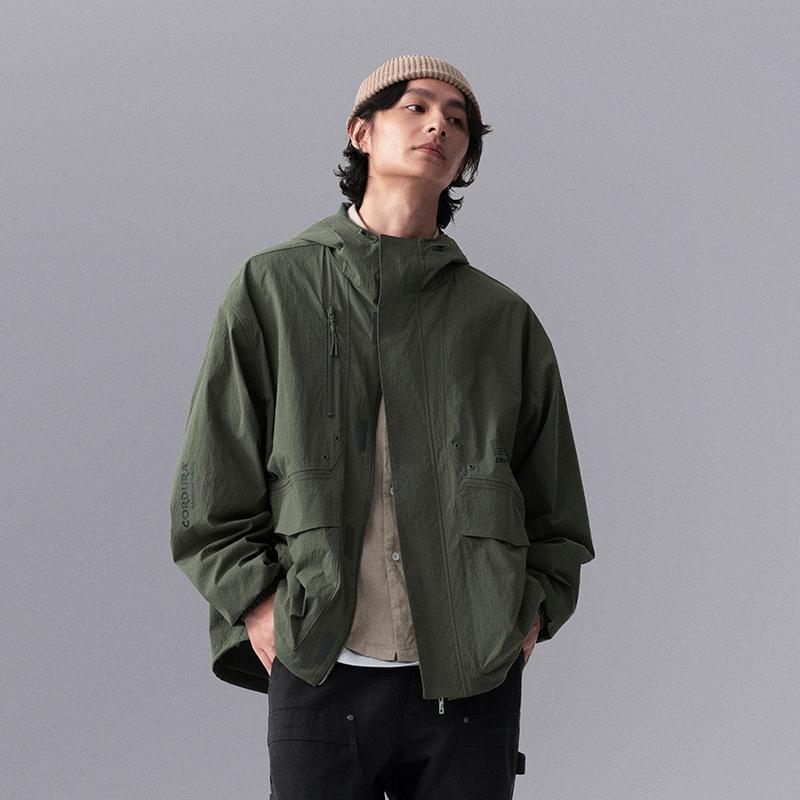 Li Ning CF Suo Solid Color Casual Zip-Up Hooded Long Sleeve Jacket Men jackets Dark-Green AJDU249-4