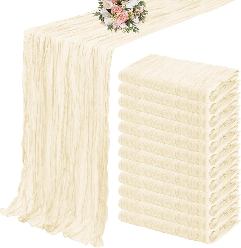 10PCS Terracotta Semi-Sheer Table Runner Gauze Cheesecloth Table Setting Dining Wedding Reception Events Christmas Fall Decor