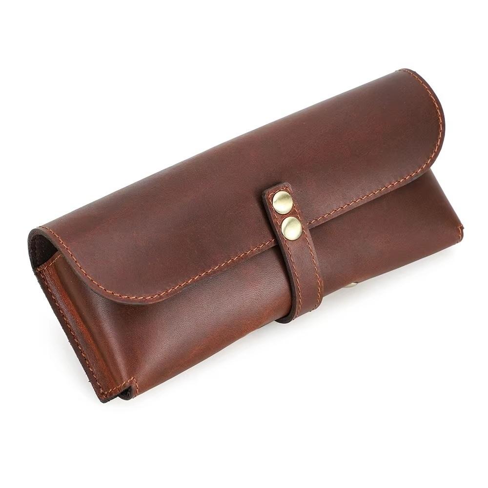Genuine Leather Eye Glasses Pouch Portable Sunglasses Holder Fashion Glasses Case  for Men Women