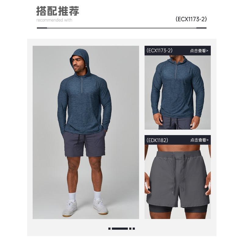 Mens Quick Dry Hooded Long Sleeve Fitness Running Outdoor Training Jacket
