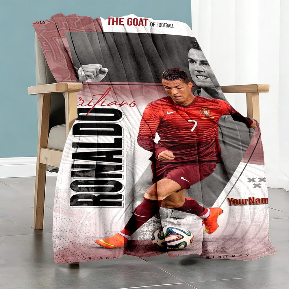 Cristiano Ronaldo 180 Customize Text Blanket Cozy Customizable Blanket Ultra-Soft Perfect for Bed Chair Office Picnics Ideal for All Seasons