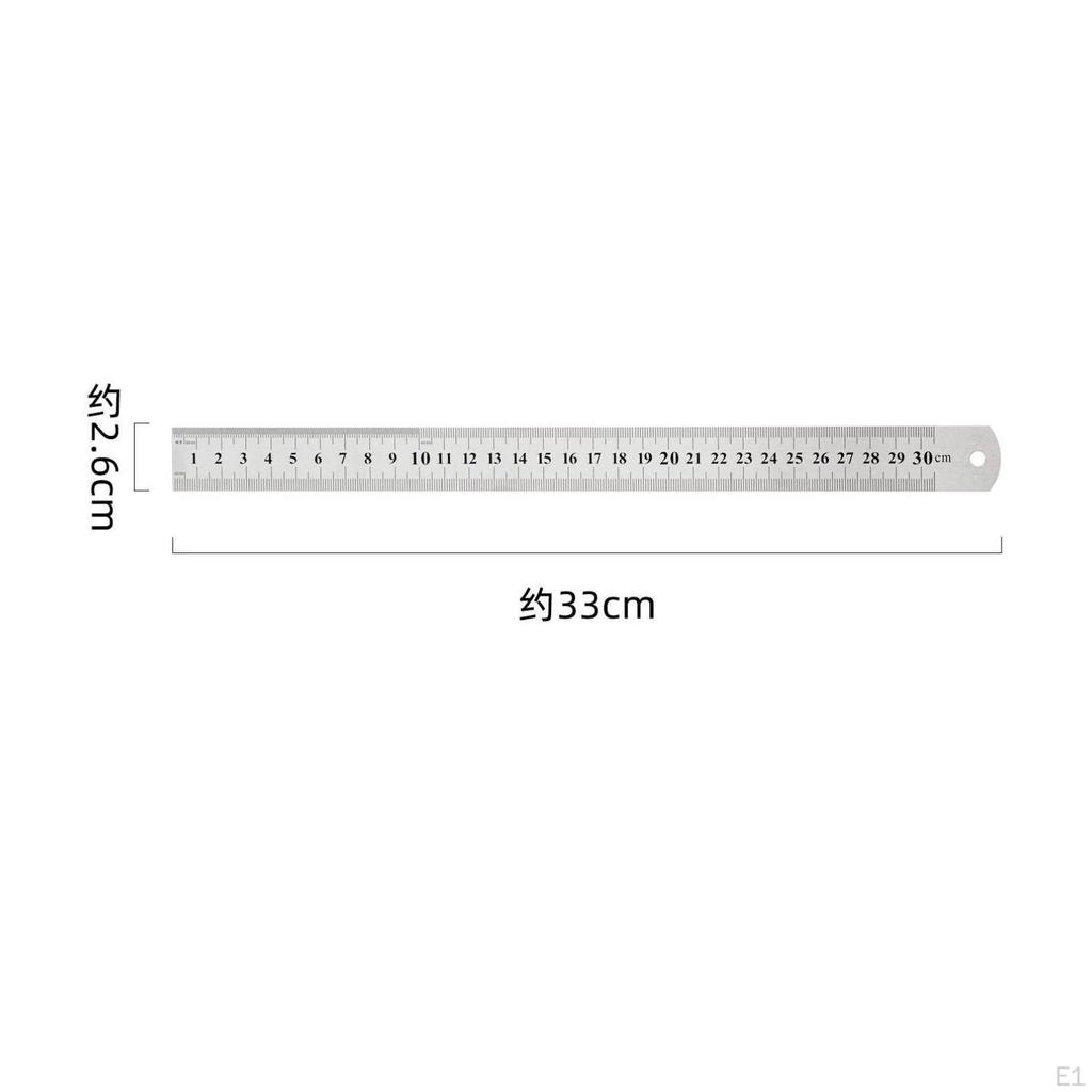 Stainless Steel Ruler Engraved Scale DoubleSided 33 Cm Length