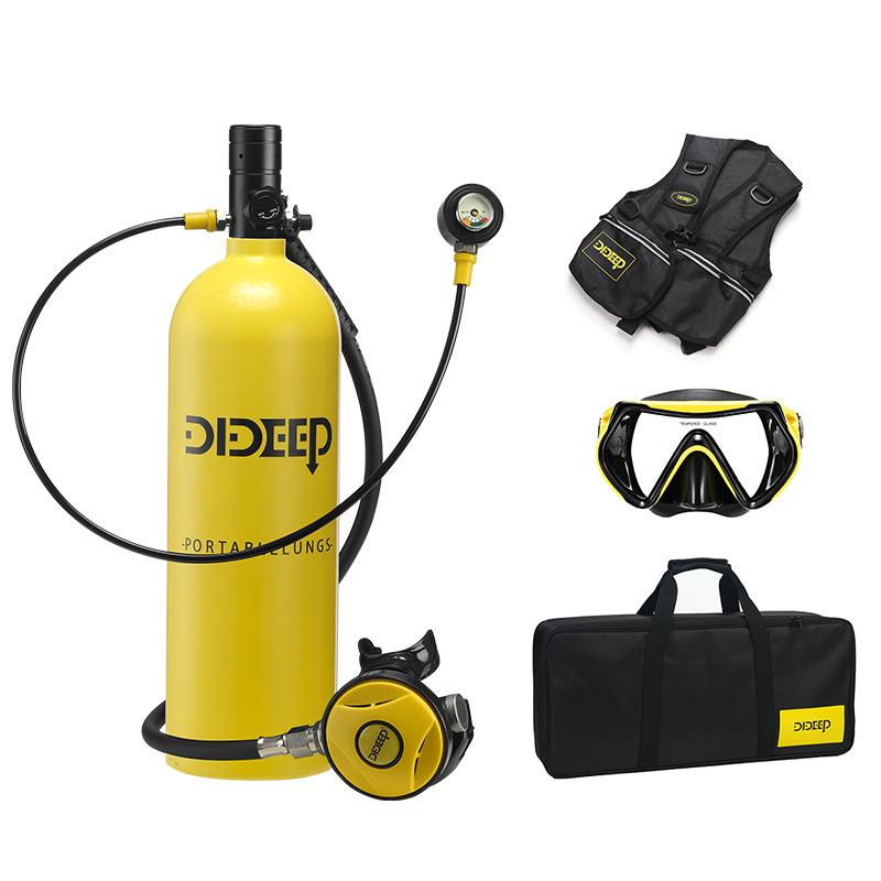 DIDEEP X5000Pro 2L Diving Snorkeling Kit with Scuba Oxygen Tank and Pressure Gauge
