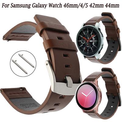 Watchband 18/20/22mm Genuine Leather Straps For Samsung Galaxy Watch 3/4/5/Active 2 40 44mm Smartwatch Band Bracelet For Gear S3 S2 Correa