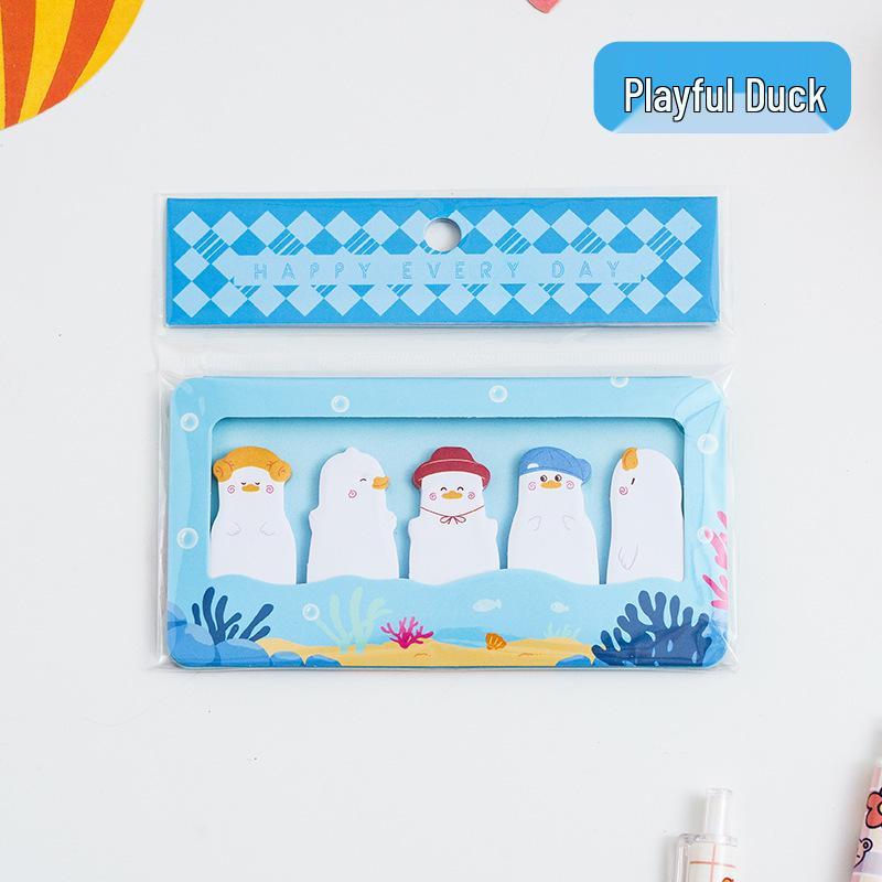 Cute Cartoon Animal Paradise Sticky Notes with Writable Index Tabs for Students