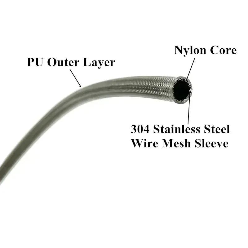 4M AN3 Motorcycle Braided Stainless Steel + PVC + Nylon Brake Line Hose Fluid Hydraulic Hose Dirt Bike Gas Oil Fuel Tube Pipe
