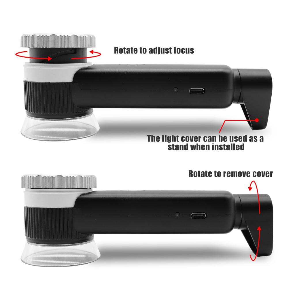 30X Wiederaufladbare Lupe LED UV Handheld Beleuchtete Lupe mit Klinge Juwelierlupe für Edelstein Jade Schmuck Reparatur
