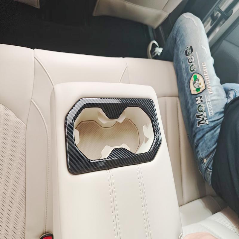 For MG S5 MG ES5 2025 2026+ ABS Carbon Fiber Rear Water Cup Holder Cover Trim Rear Water Cup Coffee Frame Interior Accessories