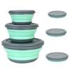 Portable Picnic Camping Foldable Fruit Salad Bowl Set, 3Pcs/Set Silicone Folding Lunch Box with Lid, Kitchen Tableware Kit