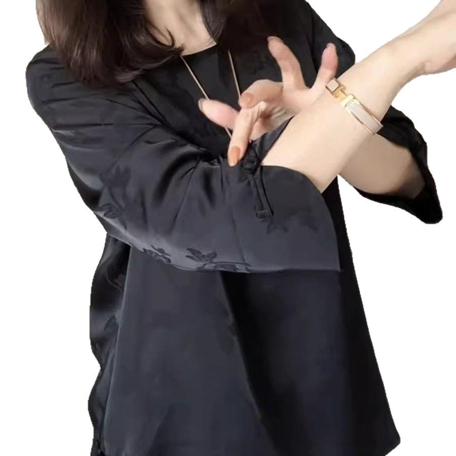 Women's Spring/Summer Seven-Sleeve Jacquard Blouse - New Fashionable Loose Fit