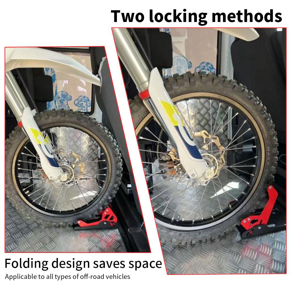Heavy-duty Steel Motorcycle Front Wheel Stand Wheel Chock Upright For Trailer Mount Trailer Rack Parking Fixed Frame Dirt Bike